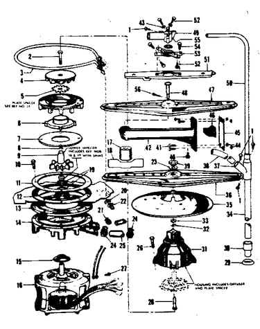 Motor, heater and spray arm details