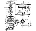 Kenmore 587153100 motor, heater, and spray arm details diagram