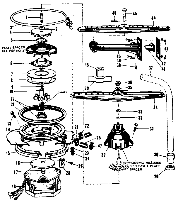 Motor, heater, and spray arm details