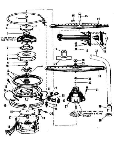 Motor, heater, and spray arm details