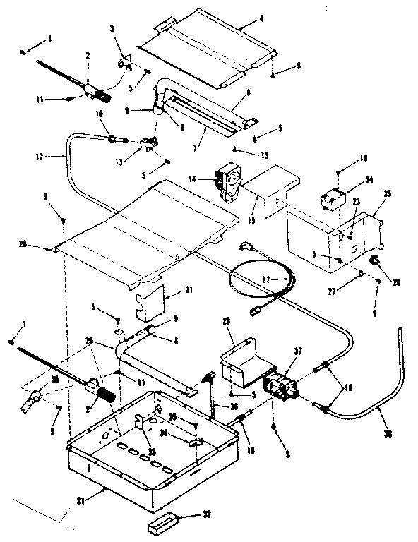 Broiler & oven burner section