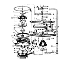 Kenmore 587703203 motor, heater, and spray arm details diagram