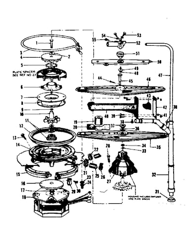 Motor, heater, and spray arm details