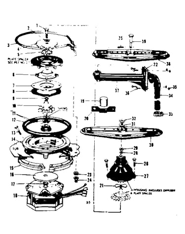 Motor, heater, and spray arm details