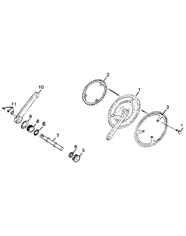 Crank, chain wheel & chain guard assembly