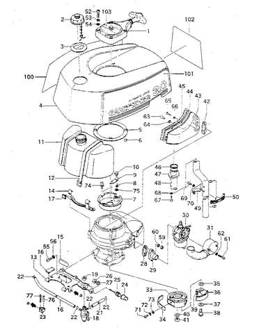 Fig. 2 tank, clutch & muffler