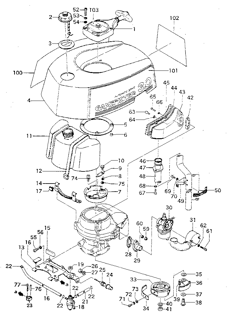 FIG. 2 TANK, CLUTCH & MUFFLER