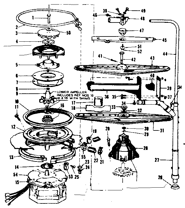 Motor, heater, and spray arm details