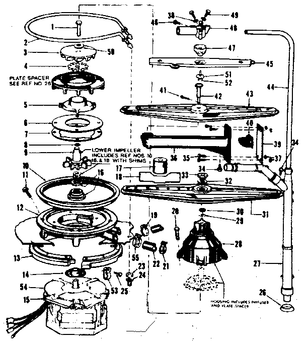 MOTOR, HEATER, AND SPRAY ARM DETAILS