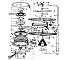 Kenmore 587153302 motor, heater, and spray arm details diagram