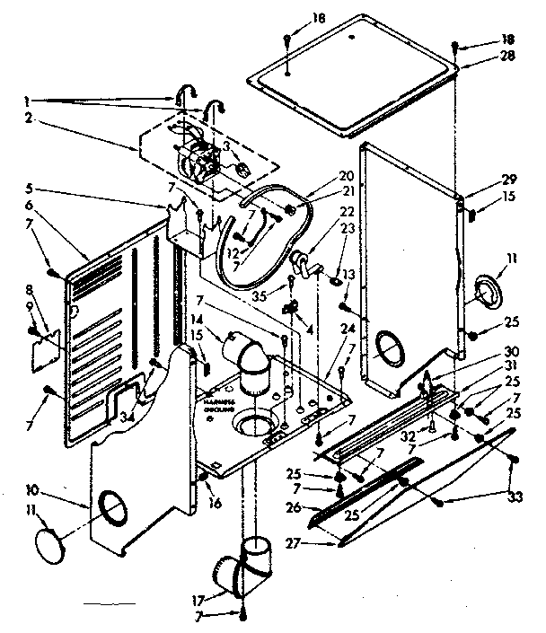 Dryer cabinet and motor parts