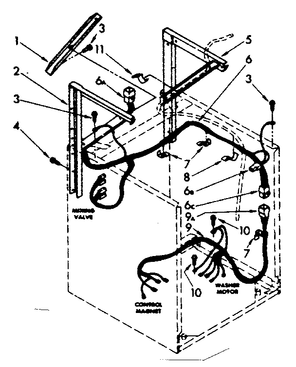 Dryer supports and washer cabinet harness parts