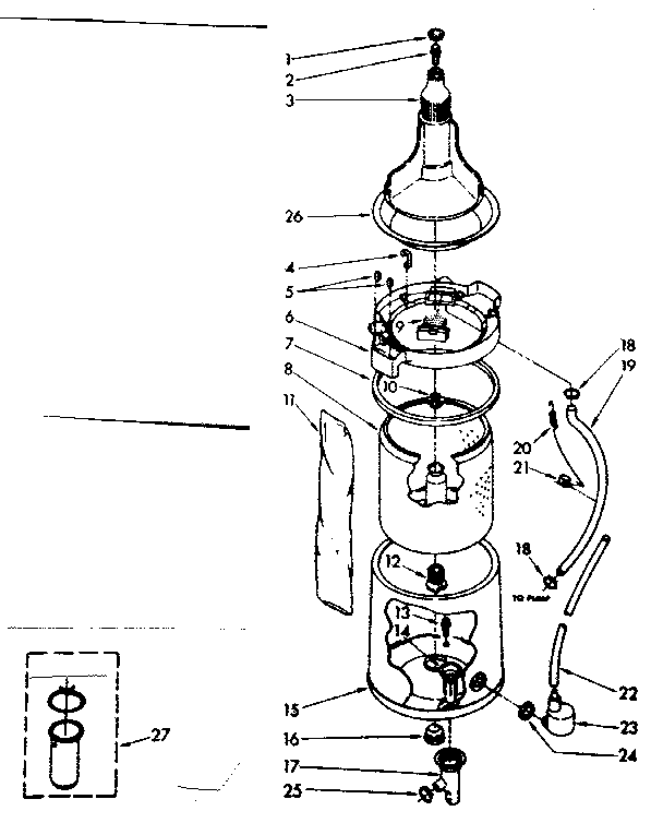 Washer agitator, basket and tub parts