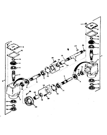 Mower blade drive right angle drive - r.h. and l.h.