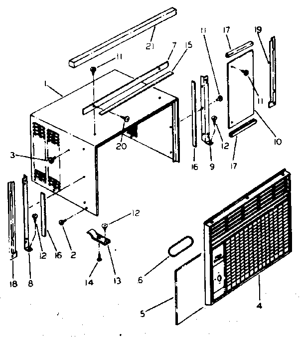 Cabinet and front parts