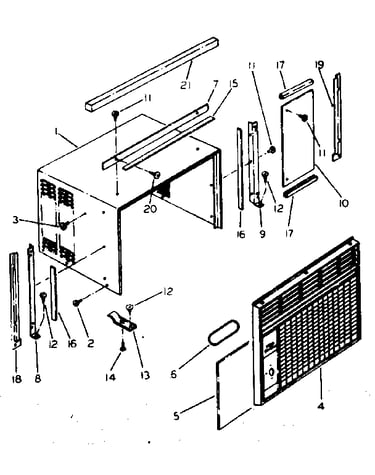 Cabinet and front parts