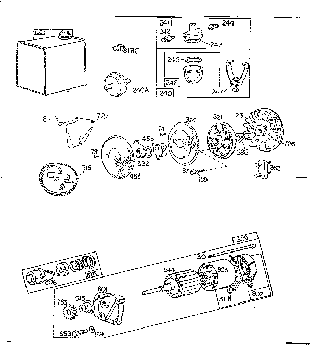 Starting motor and flywheel assembly