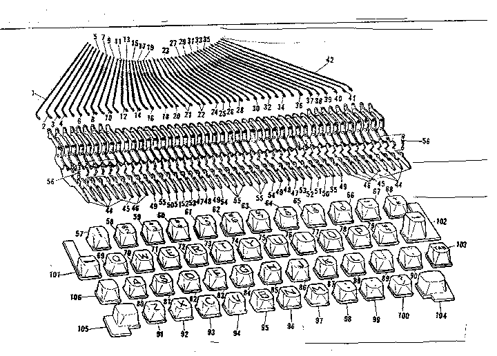 Type bar wire, bell crank & key