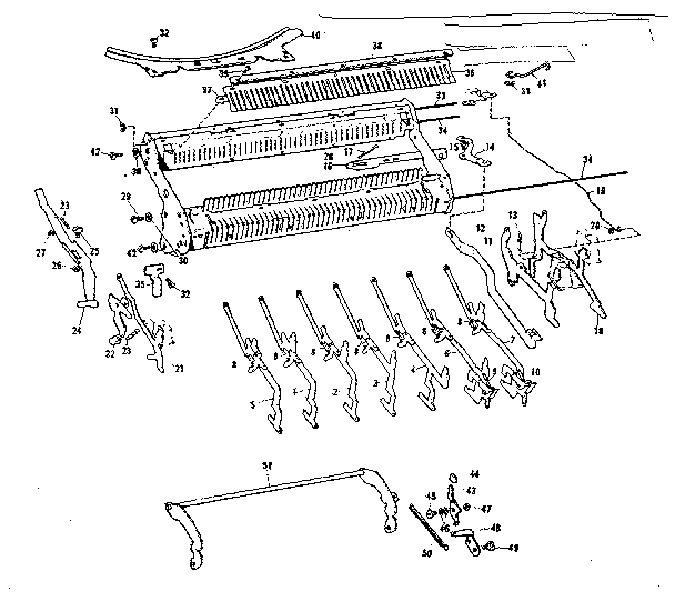 Key lever, sub frame & margin release