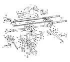 Sears 26853250 carriage rail, pinion base, spring drum & warning bell diagram