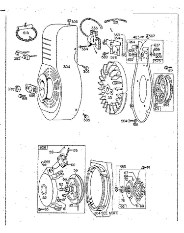 Rewind starter and blower housing