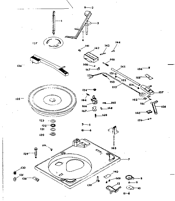 Record changer parts - above baseplate