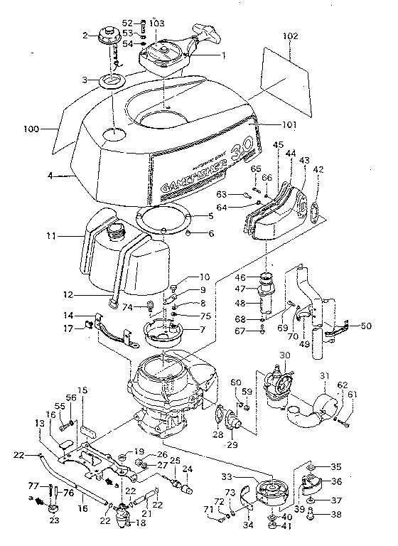 FIG. 2 TANK, CLUTCH & MUFFLER