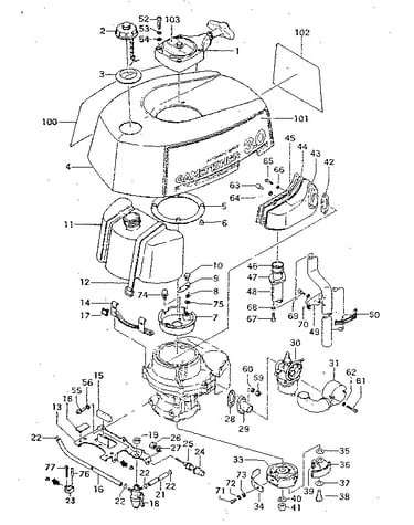 Fig. 2 tank, clutch & muffler