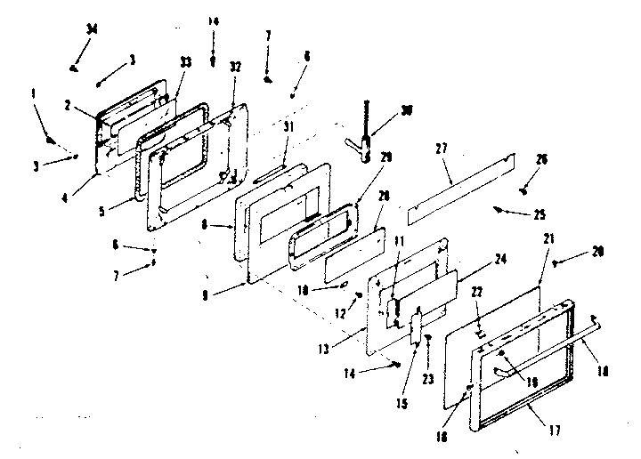 Upper oven door section