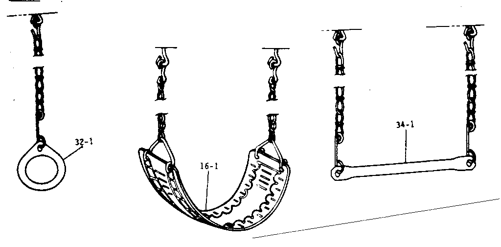 Gym ring, swing, & trapeze bar assemblies