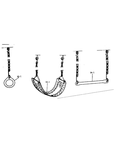 Gym ring, swing, & trapeze bar assemblies
