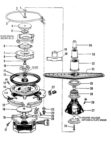 Motor, heater, and spray arm details