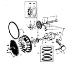 Onan BF-MS2833D crankshaft, flywheel, camshaft and piston group diagram