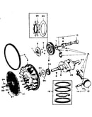 Crankshaft, flywheel, camshaft and piston group