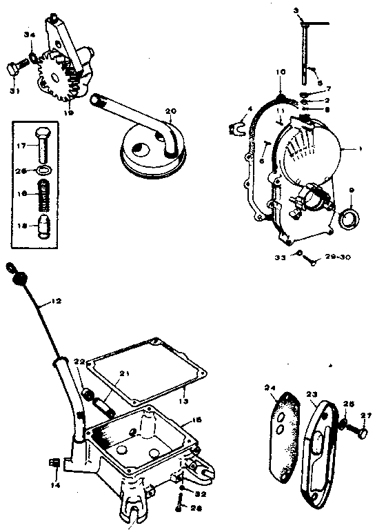 Gear cover, oil base and oil pump group