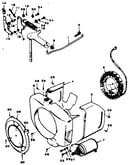 Governor, starter, charging alternator and blower housing