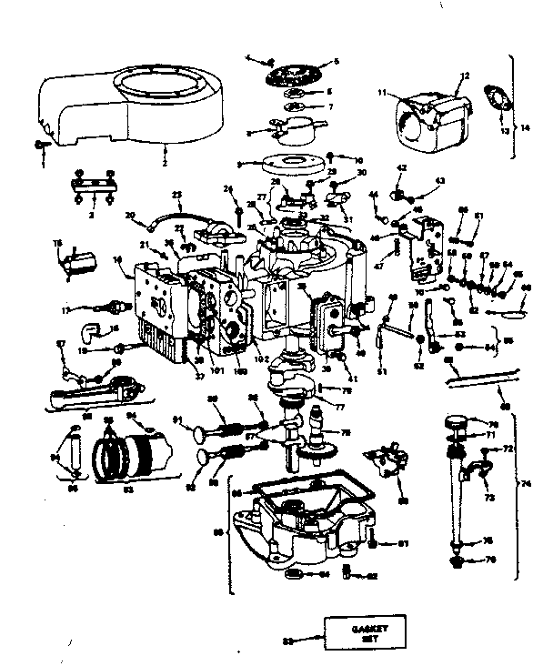 Cylinder, crankshaft & engine base group