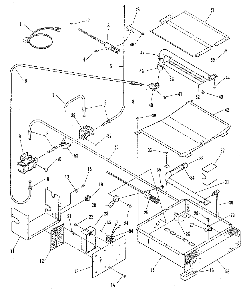 Broiler and oven burner section