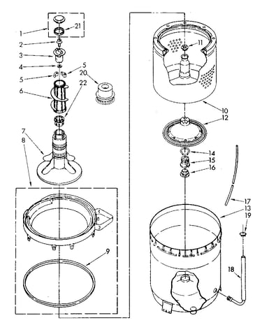 Agitator, basket and tub