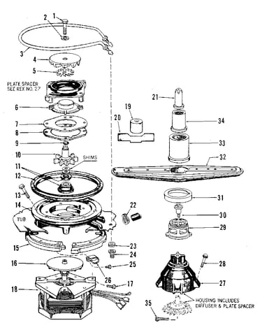 Motor, heater, and spray arm