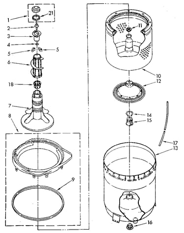 Agitator, basket and tub parts