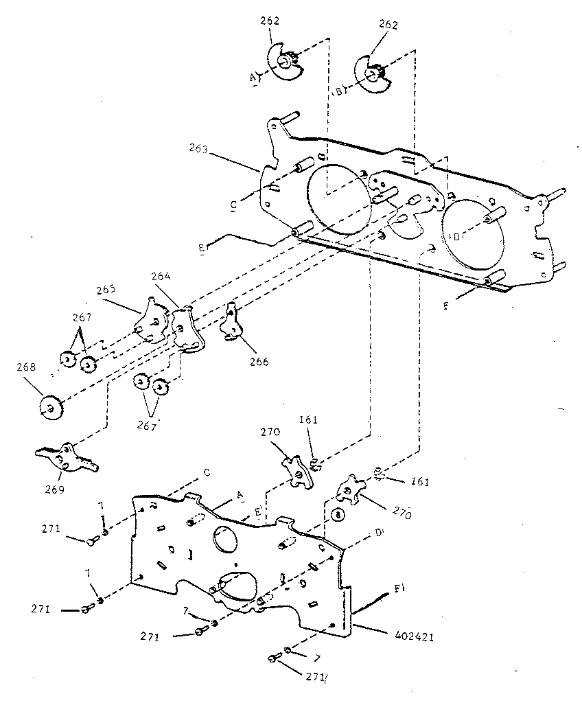 Fig. 11-402422 ribbon feed frame assembly (late design)