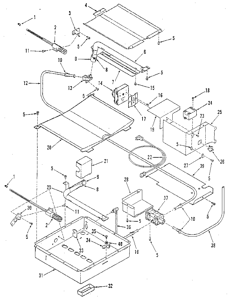 Broiler and oven burner section