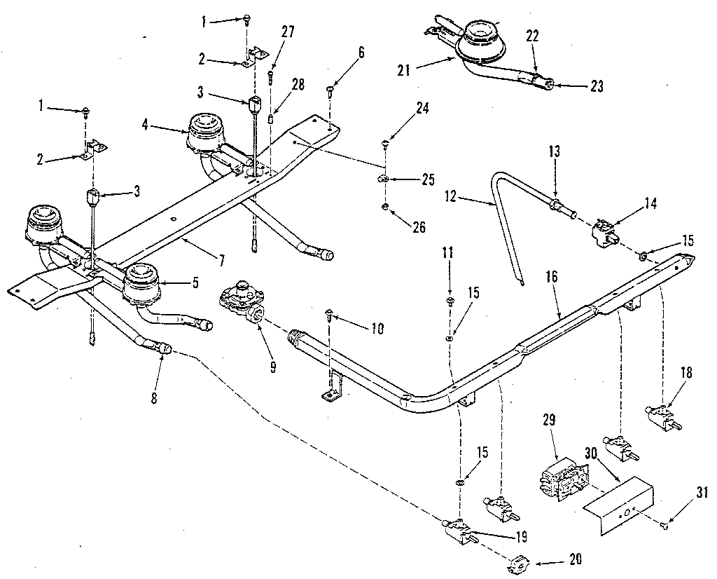 Top burner section