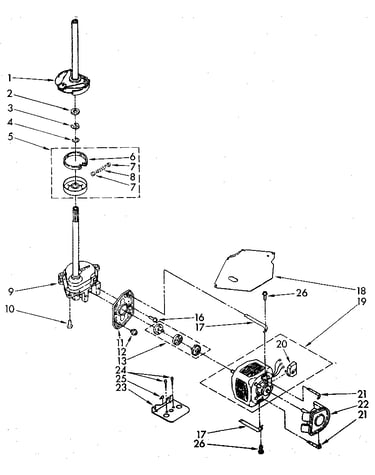 Brake, clutch, gearcase, motor and pump