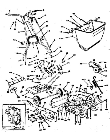 Front throw reel mower parts