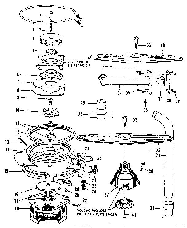 Motor, heater, and spray arm details