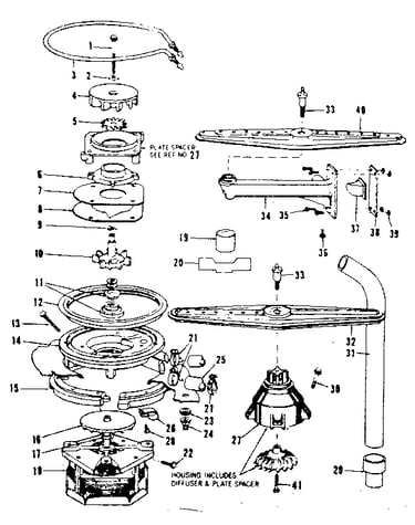 Motor, heater, and spray arm details