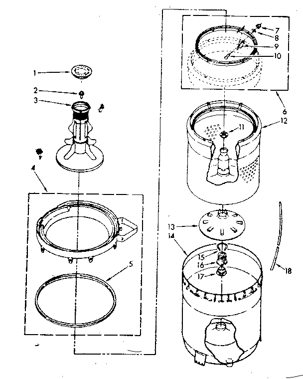 Agitator, basket and tub parts
