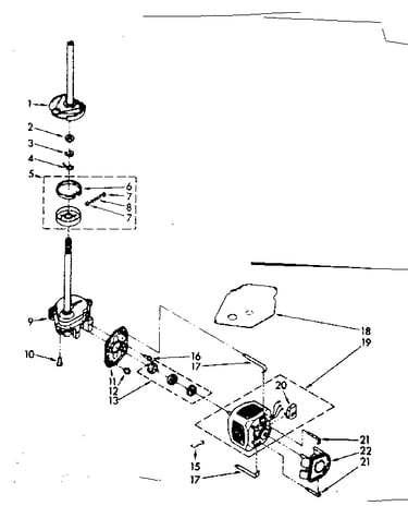 Brake, clutch, gearcase, motor and pump parts